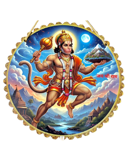 Walltique - 8 Inch Hanuman Ji Wall Hanging | Sanjivani Hanuman Ji | Hanuman Ji Photo | Hanuman JI Wall Art | Hanuman Ji Wall Decoration