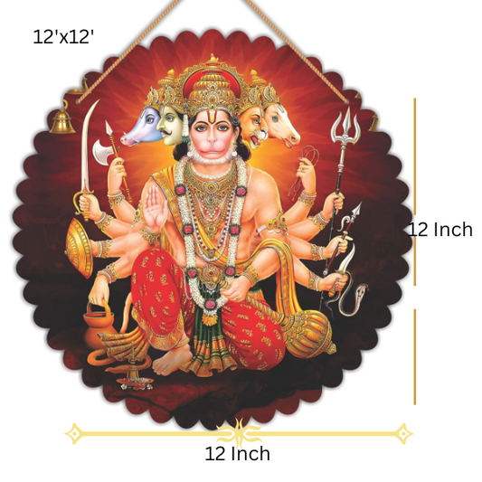 Walltique - Bigger Size 12 Inch Panchmukhi Hanuman Ji (12'x12')