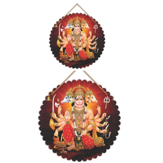 Walltique - Combo Set -2 Hanuman Ji (8' inch & 12' inch Combo) Wall Hanging