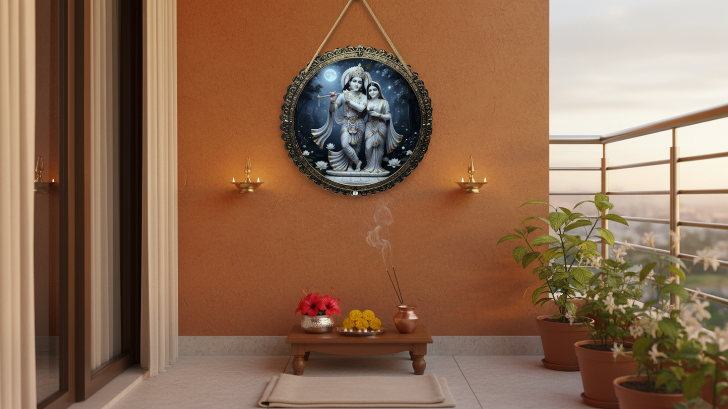 Walltique - 8 Inch Beautiful Radhey Krishna Wall hanging (जय श्री राधे कृष्ण)